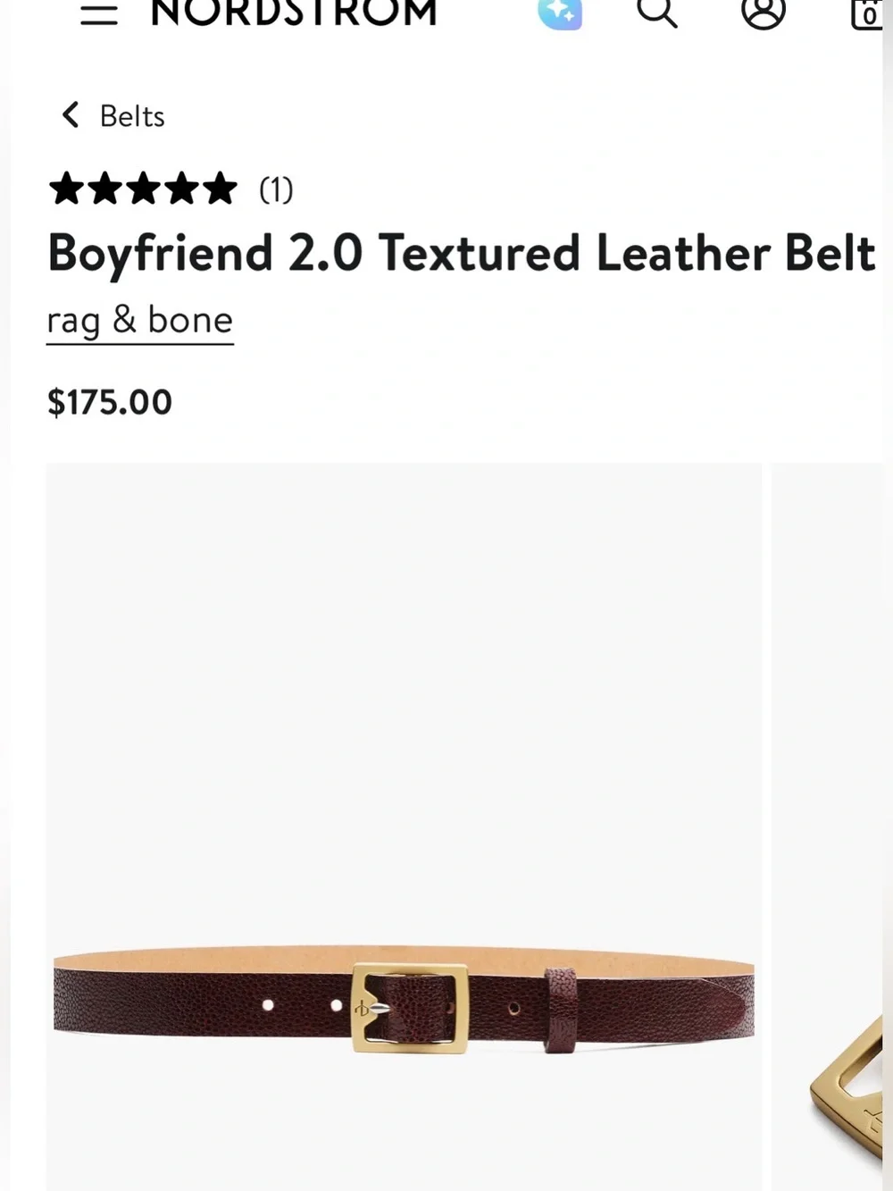 rag & bone Baby Boyfriend 2.0 Burgundy Textured Leather belt, two-tone buckle.